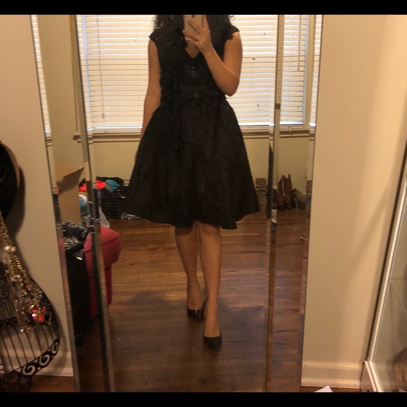 taffeta fit and flare dress